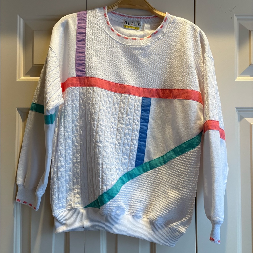 Vintage 80s Blast Petites Pastel Stripe
Sweatshirt XS